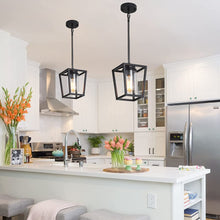 Load image into Gallery viewer, Pendant Lighting for Kitchen Island, 1-Light Black Pendant Lights with Glass Shade, Cage Hanging Light Fixtures, Farmhouse Pendant Light for Dining Room, Entryway, Hallway, Foyer
