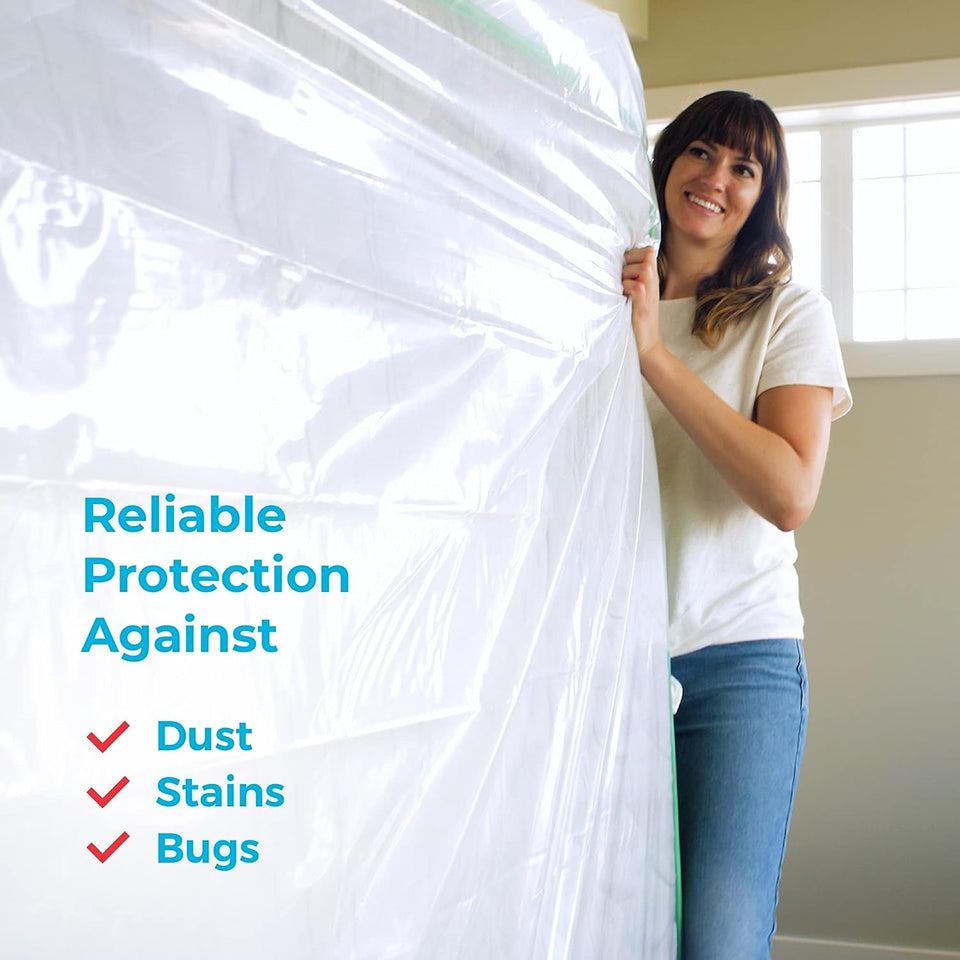 Mattress Bag for Moving and Storage, LS02QQMB, White, Queen