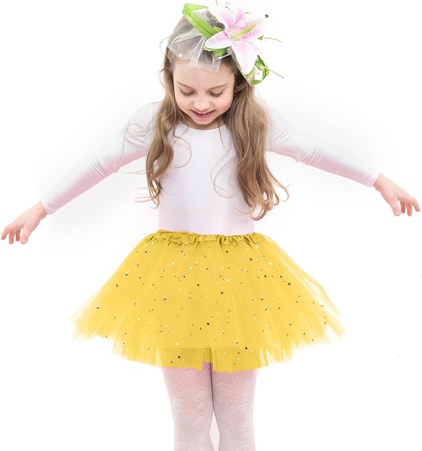 Skirt for Girls Ballet Tutu Sequins Sparkling Princess Dancing Tulle Tutu 12" Length Costume for Party,Cosplay,Festive,Performance Underskirt