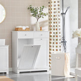 BZR33-W, 2 Drawers 2 Doors Laundry Cabinet Laundry Chest with 2 Removable Laundry Baskets, Bathroom Cabinet