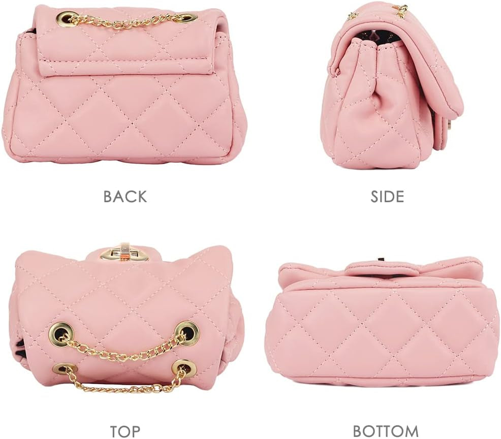 Kids Glitter Purse for Little Girls Toddler Crossbody Bags, Lambskin Pink, Medium