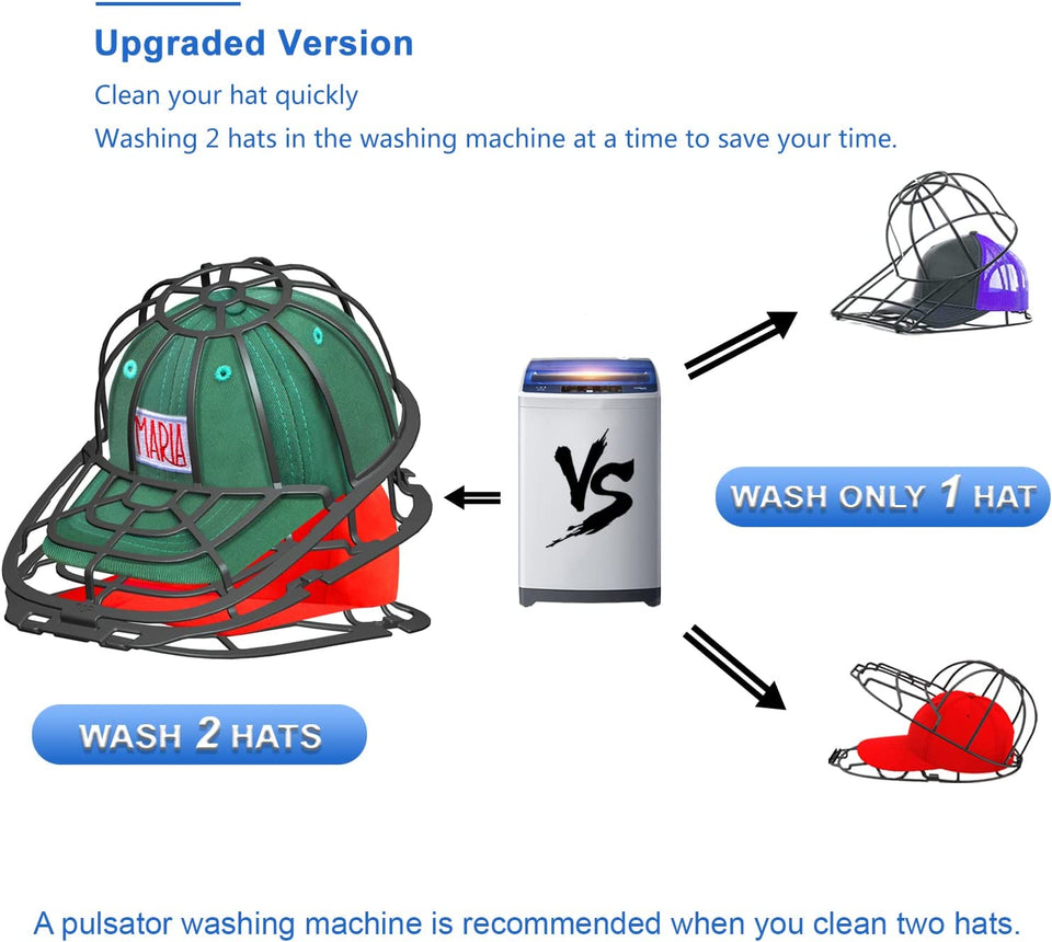 Coopche Hat Washer for Baseball Caps, Hat Washing Cage, Ballcapl Cap Washer for Washing Machine, Hat Cleaner for Laundry Machine Dishwasher Fit Children and Adults, Black