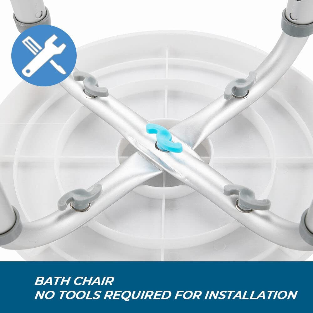 Adjustable Bath Shower Stool Height Adjustable Chair Seat Rotating Swivel Round