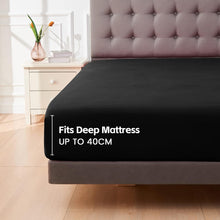 Load image into Gallery viewer, Deep Pocket Queen Fitted Sheet 1 Piece- 1800TC Ultra-Soft Premium Double Brushed Microfiber Durable and Fade Resistant Fits Mattress up to 40Cm - Queen, Black
