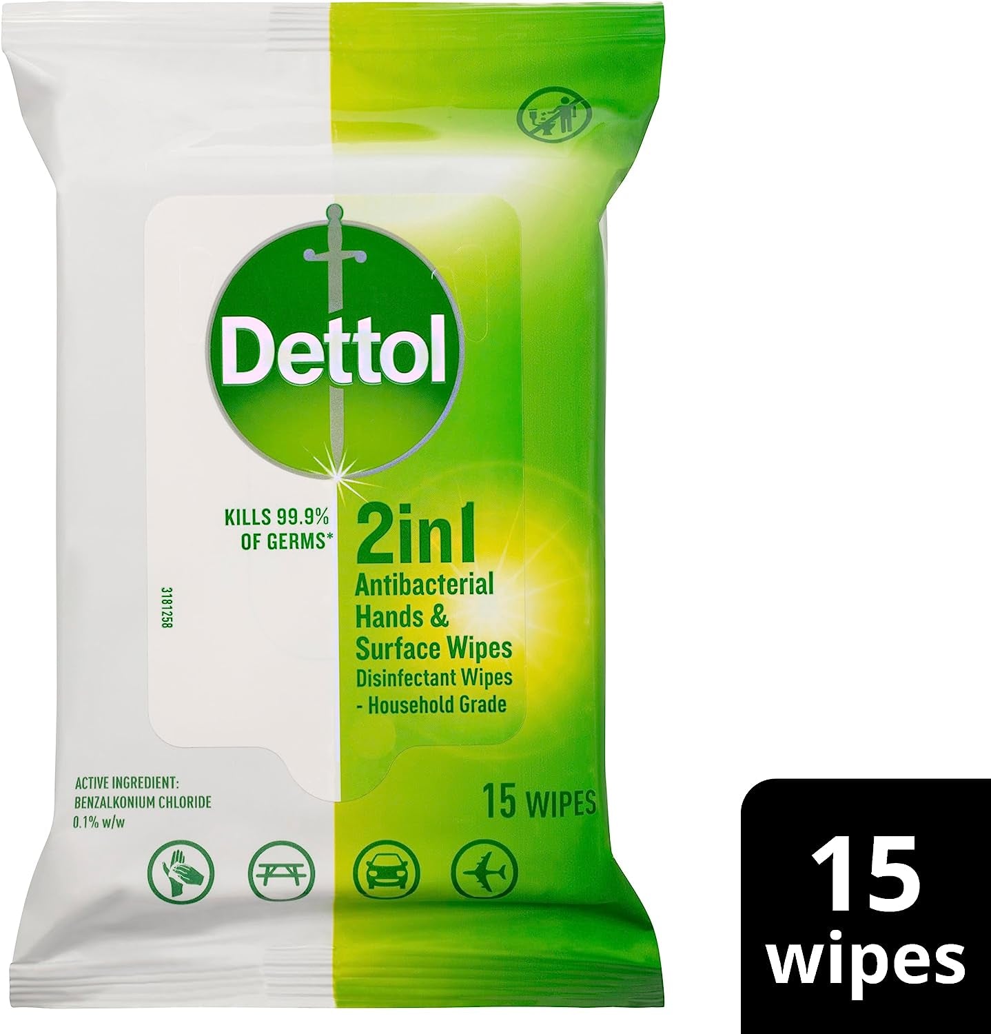 2 in 1 Hands and Surfaces Antibacterial Wipes 60 Pack