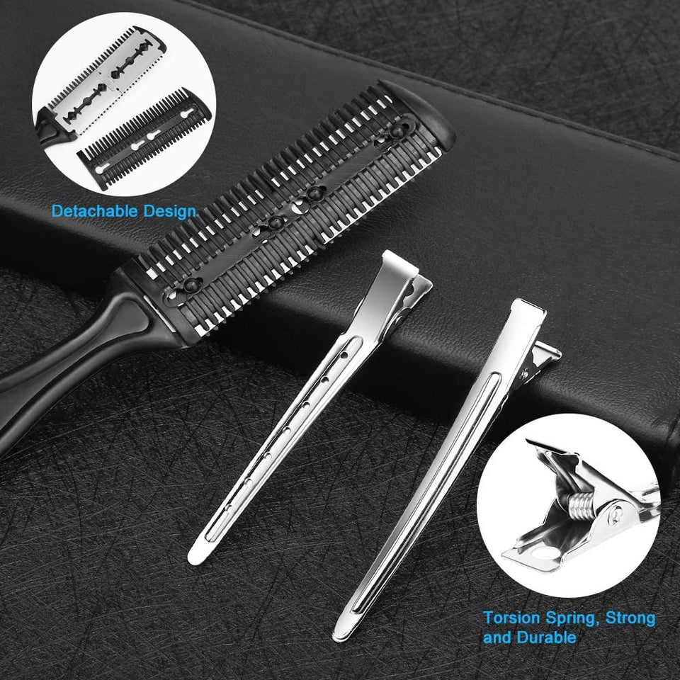 Professional Hair Cutting Scissors,  9 PCS Barber Thinning Scissors Hairdressing Shears Stainless Steel Hair Cutting Shears Set with Cape Clips Comb for Barber Salon and Home
