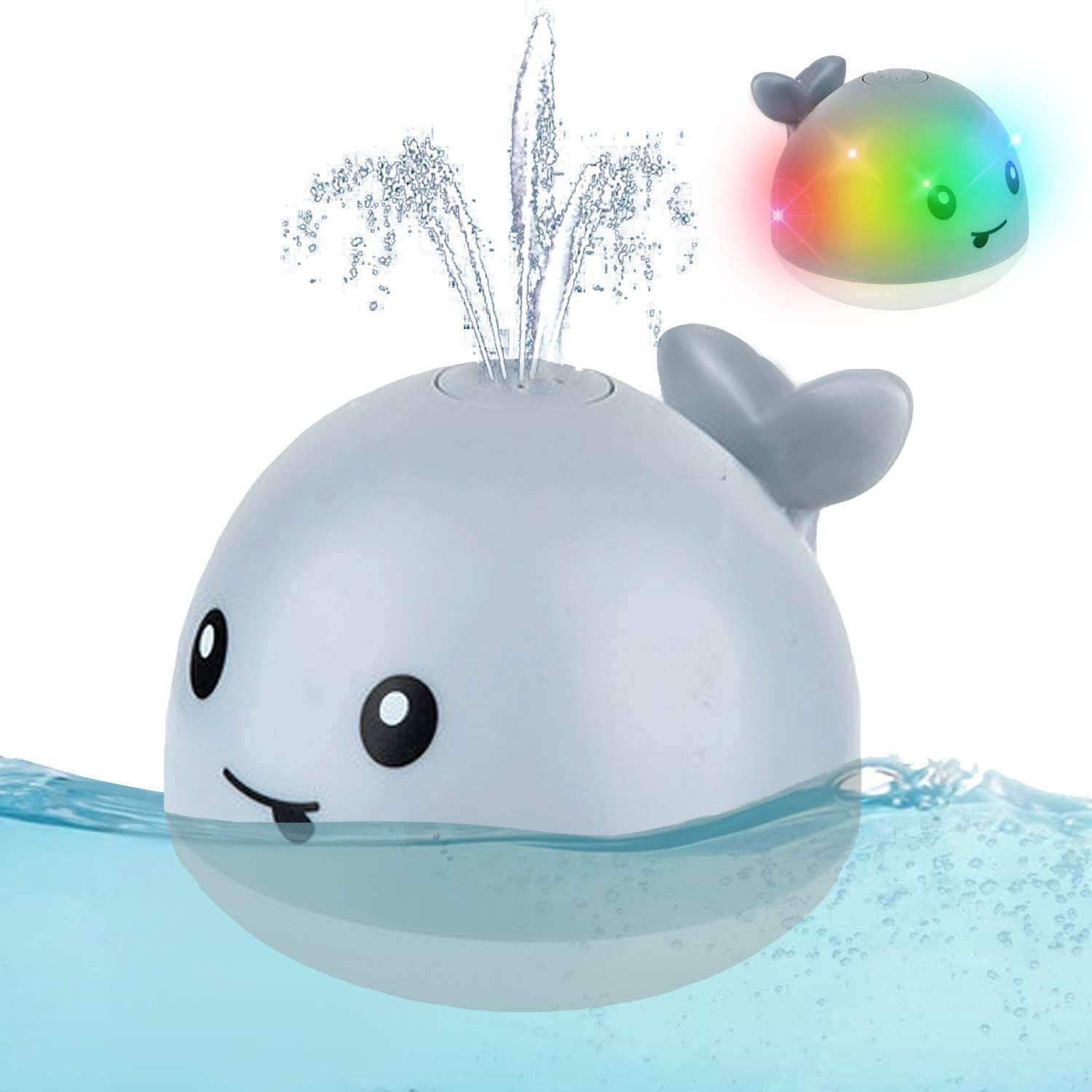 Baby Bath Toys, Whale Automatic Water Spray Bath Toys (With LED Lights), Induction Sprinkler Bathtub Baby Bath Toys (Boys, Girls), Baby Swimming Pool Bathroom Toys