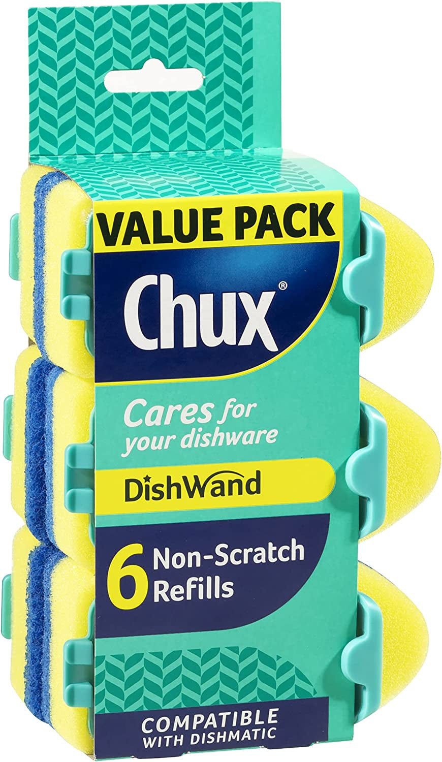 Dishwand Sponge Scourer Refill, Non-Scratch, 6 Count
