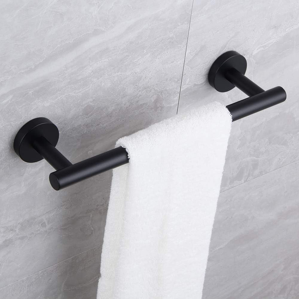 Matte Black Hand Towel Bar SUS 304 Stainless Steel 12-Inch Towel Rack Holder for Bathroom Wall Mount