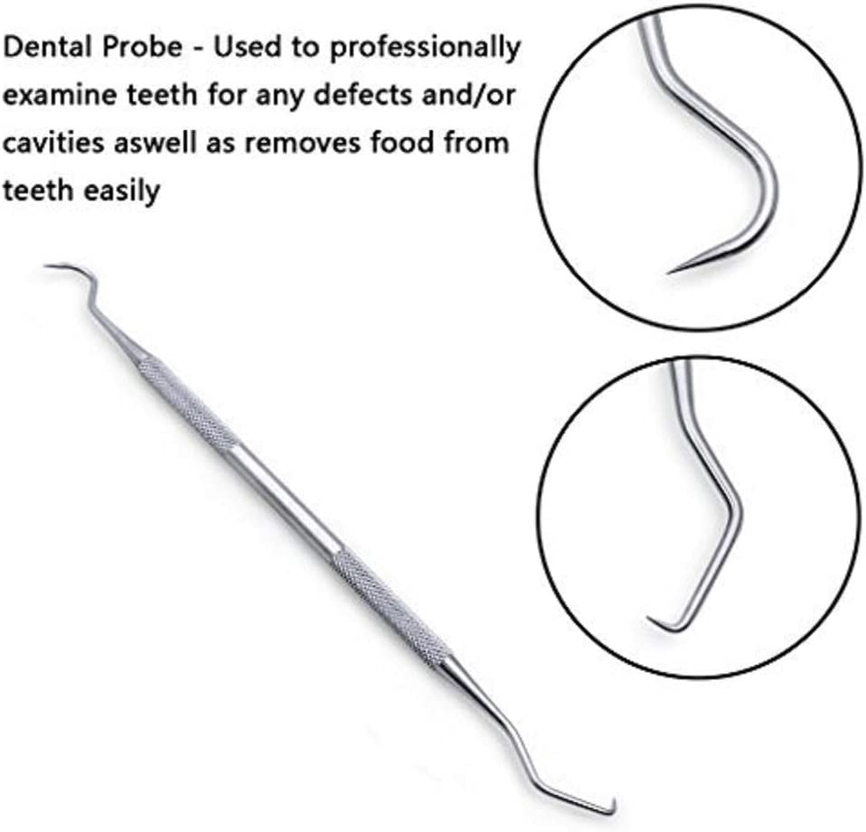 Dental Cleaning Tools 6 Pack, Professional Dental Hygiene Kit Teeth Tool Set for Home Use Stainless Steel Mouth Mirror Tweezers Dental Picks Oral Care Set to Remover Tartar, Tooth Scraper