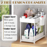 DEVA 2 Pack under Sink Organiser, Organiser for Kitchen 2-Tier Pull Out Wide Drawer for Kitchen Storage & Organisation under Sink Storage for Kitchen Sink Cupboard Bathroom Laundry, White