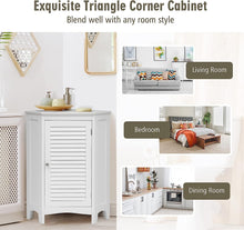 Load image into Gallery viewer, Corner Shutter Door Cabinet, Modern Bathroom Storage Oragnizer with Single Doors &amp; 2 Shelves, Free-Standing Corner Storage Cabinet for Bathroom, Kitchen, Living Room, Bedroom, White
