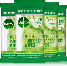Load image into Gallery viewer, Multi Purpose Antibacterial Disinfectant Surface Cleaning Wipes Crisp Apple, 480S (4 X 120 Pack)
