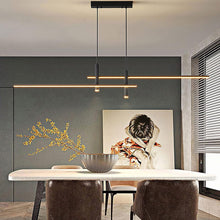 Load image into Gallery viewer, Modern Dimmable LED Pendant Lighting for Kitchen Island - Linear LED Chandelier with Spotlights, Adjustable Hanging Light for Dining Table, Black 120Cm/47Inch, Energy Class A, Iok34-003

