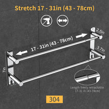 Load image into Gallery viewer, Stretchable 45-75 Cm(17-30 Inches) Towel Bar for Bathroom Kitchen Hand Towel Holder Dish Cloths Hanger SUS304 Stainless Steel RUSTPROOF Wall Mount No Drill Sdjustable (Two BAR)
