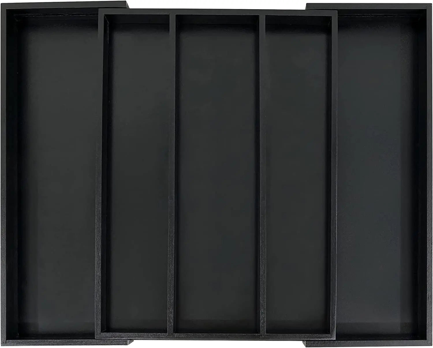 Bamboo Black Expandable Kitchen Drawer Organizer, Adjustable Utensil Holder and Cutlery Tray Organiser, Drawer Divider for Silverware, Flatware, Knives in Kitchen, Bedroom, Living Room