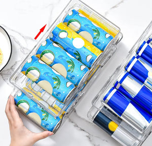 2-Pack Soda Can Organiser Bin for Refrigerator, 2-Tier Stackable Can Holder Dispenser with Automatic Rolling, Fridge Storage Rack, for Australia Beverage Beer Soda Seltzer Pop Can and Canned Food, for Fridge Freezer Pantry Cabinet Kitchen, Clear Design