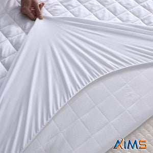 30Cm Deep 100% Waterproof & Moisture Quilted Mattress Protector DOUBLE Fitted Cover Microfiber Quilted Topper Fitted Sheet, anti Allergy and Breathable Elasticated Skirts