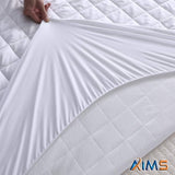 30Cm Deep 100% Waterproof & Moisture Quilted Mattress Protector DOUBLE Fitted Cover Microfiber Quilted Topper Fitted Sheet, anti Allergy and Breathable Elasticated Skirts