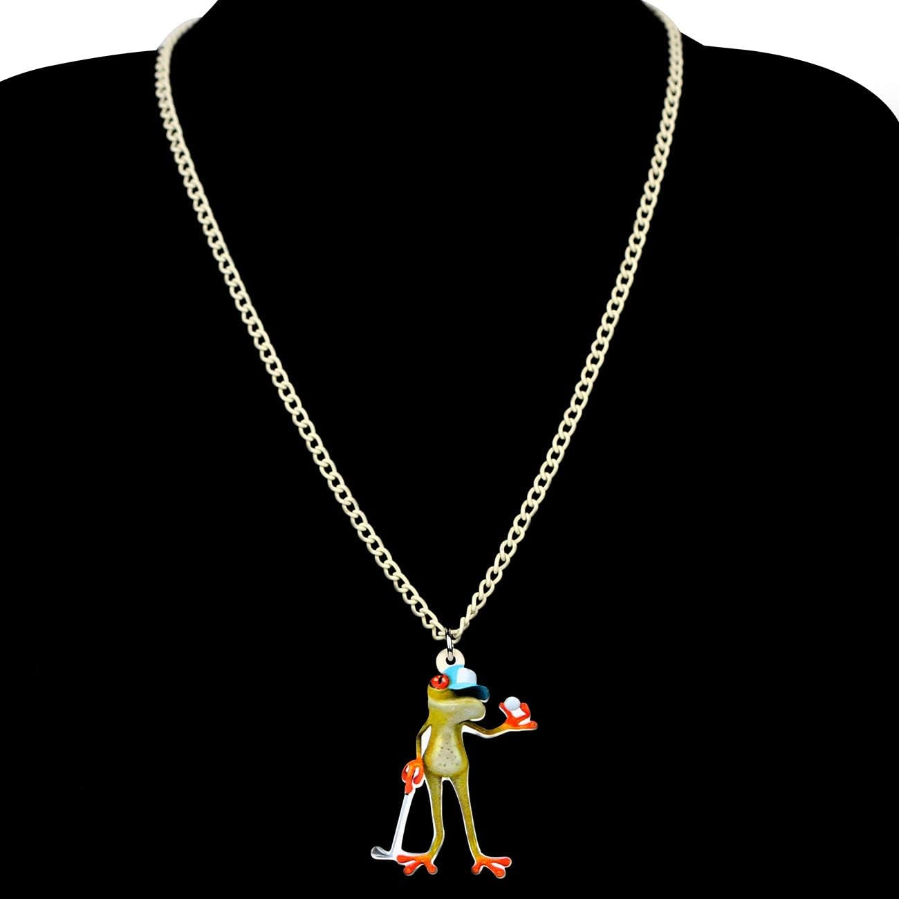 Acrylic Skateboard Frog Necklace Golf Boxer Frog Pendant Jewelry Gifts for Women Girls Ladies