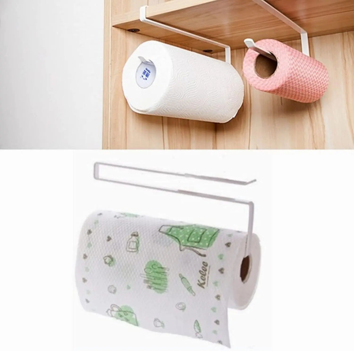 Paper Roll Holder, Paper Towel Roll Holder Dispenser Napkins Storage Rack Paper Towel Holder under Kitchen Cabinet Hanging Paper Towel Rack Hanger