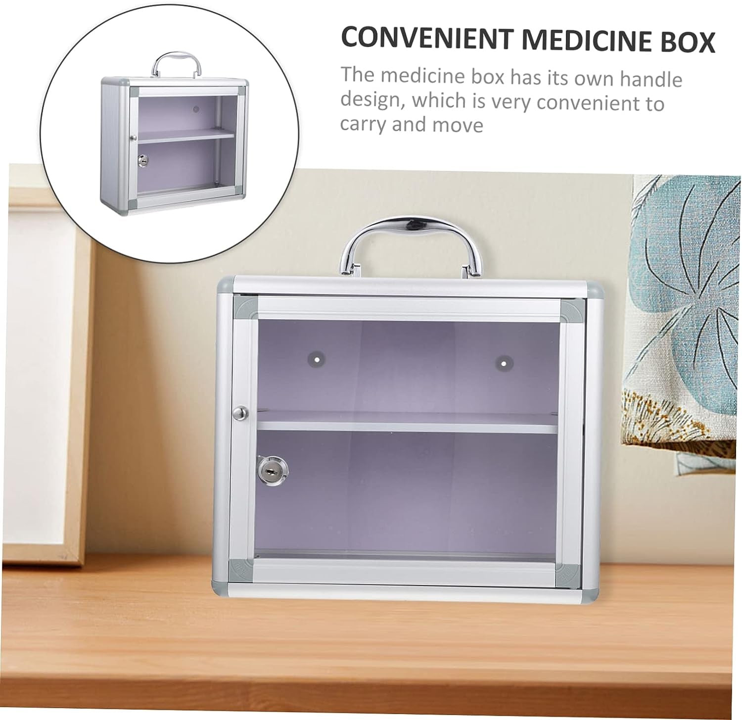 Medication Storage Case 1 Set Multi-Layer Medicine Box with Lock Office Accessories Car Lock Box Emergency Storage Box Locking Storage Box Wall-Mounted Locking Box Handle