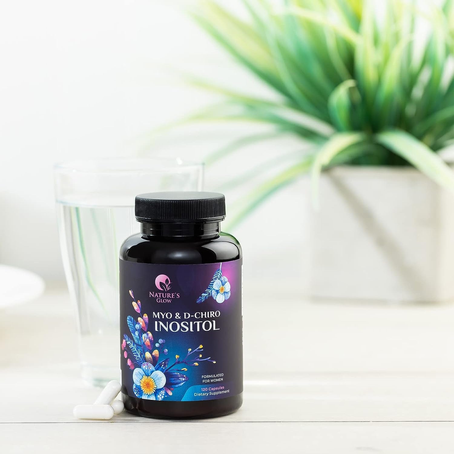 Myo-Inositol & D-Chiro Inositol Blend - Premium 40:1 Ratio - Ovarian Support for Women - Natural Supplement, Vitamin B8, Vegan, and USA Bottled - 120 Capsules