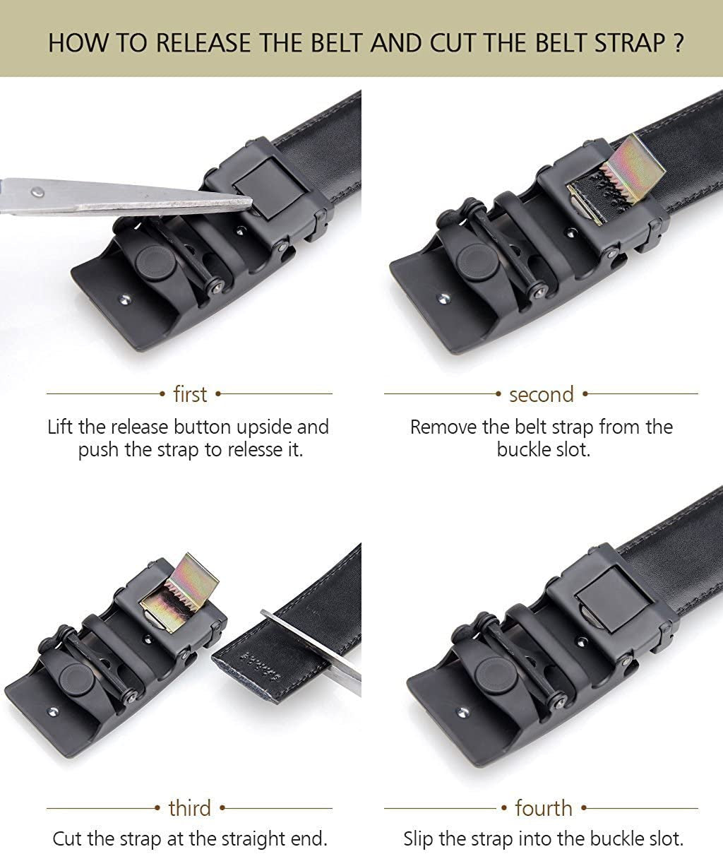 Adjustable Slide Belt for Men'S Dress Casual Pant 1 3/8",Size Adjustable, Trim to Fit