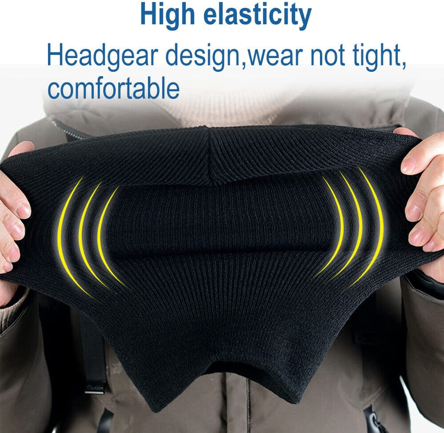 3 Holes Black Balaclava Style Windproof Mask Neck Warmer Ski Hat Fishing 3 Hole Beanie Face Mask Ski-Warm Knit-Men and Women Black