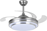 42" Retractable Ceiling Fan with Lights and Remote Control Modern Ceiling Fan with Retractable Blades, Silent Motor, 3 Light Color Changes, Brushed Nickel for Bedroom Living Room Dining…