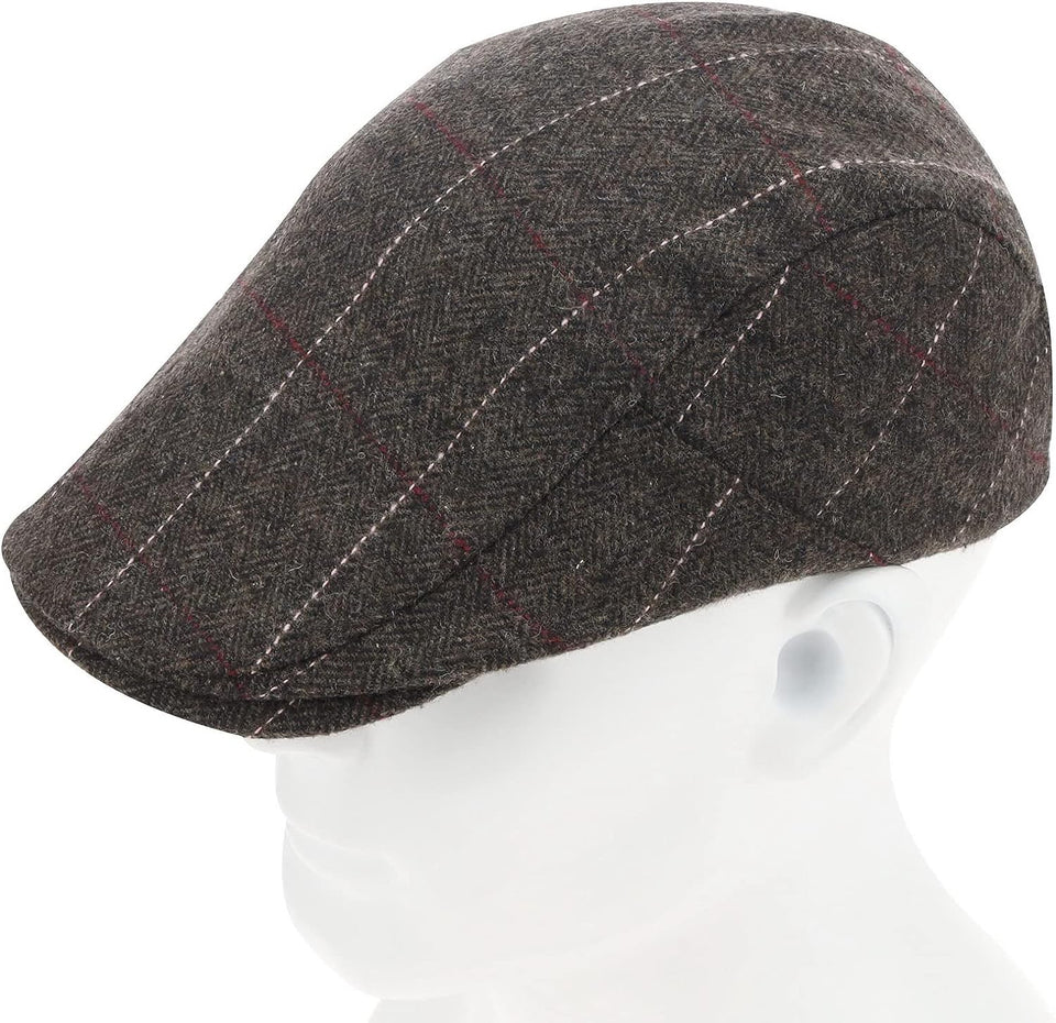 Mens Plaid Flat Berets Hat Newsboy Cabbie Duckbill Caps Fedora Adjustable Vintage Hiking Cycling Drivers Winter Warm Accessories for Birthday Gifts