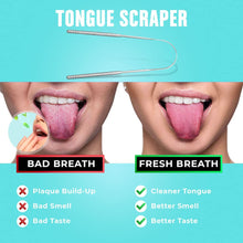 Load image into Gallery viewer, Tongue Scraper with Cases (2 Pack), Reduce Bad Breath, Stainless Steel Tongue Cleaners, Metal Tounge Scrappers, Tongue Scraper Cleaners, Easy to Use and Clean Tongue Scrapers Adults
