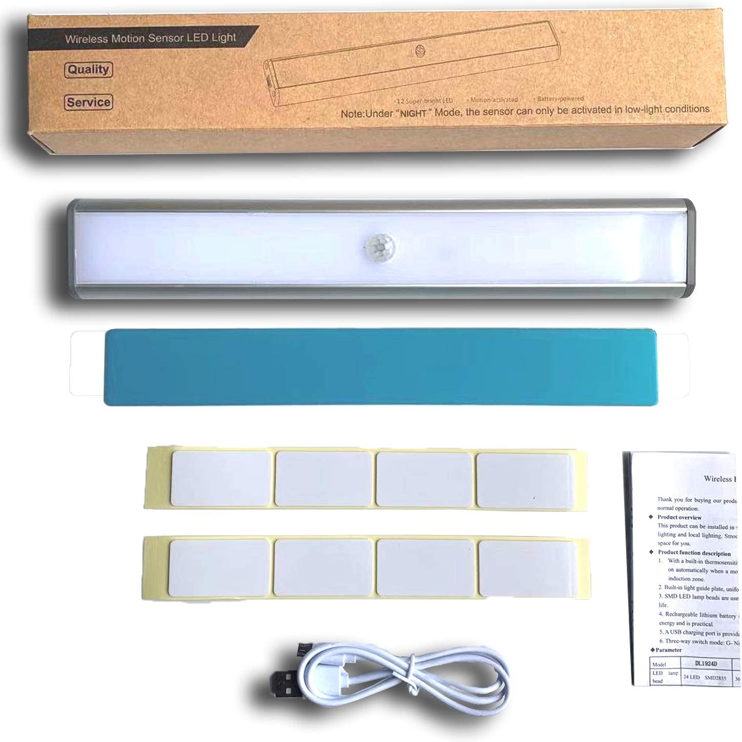 Upgraded 24 LED Motion Sensor Light with Dimmable Brightness and 2 Light Color, under Cabinet Light for Closet/Wardrobe/Stairs/Wall/Kitchen (2 Pack)