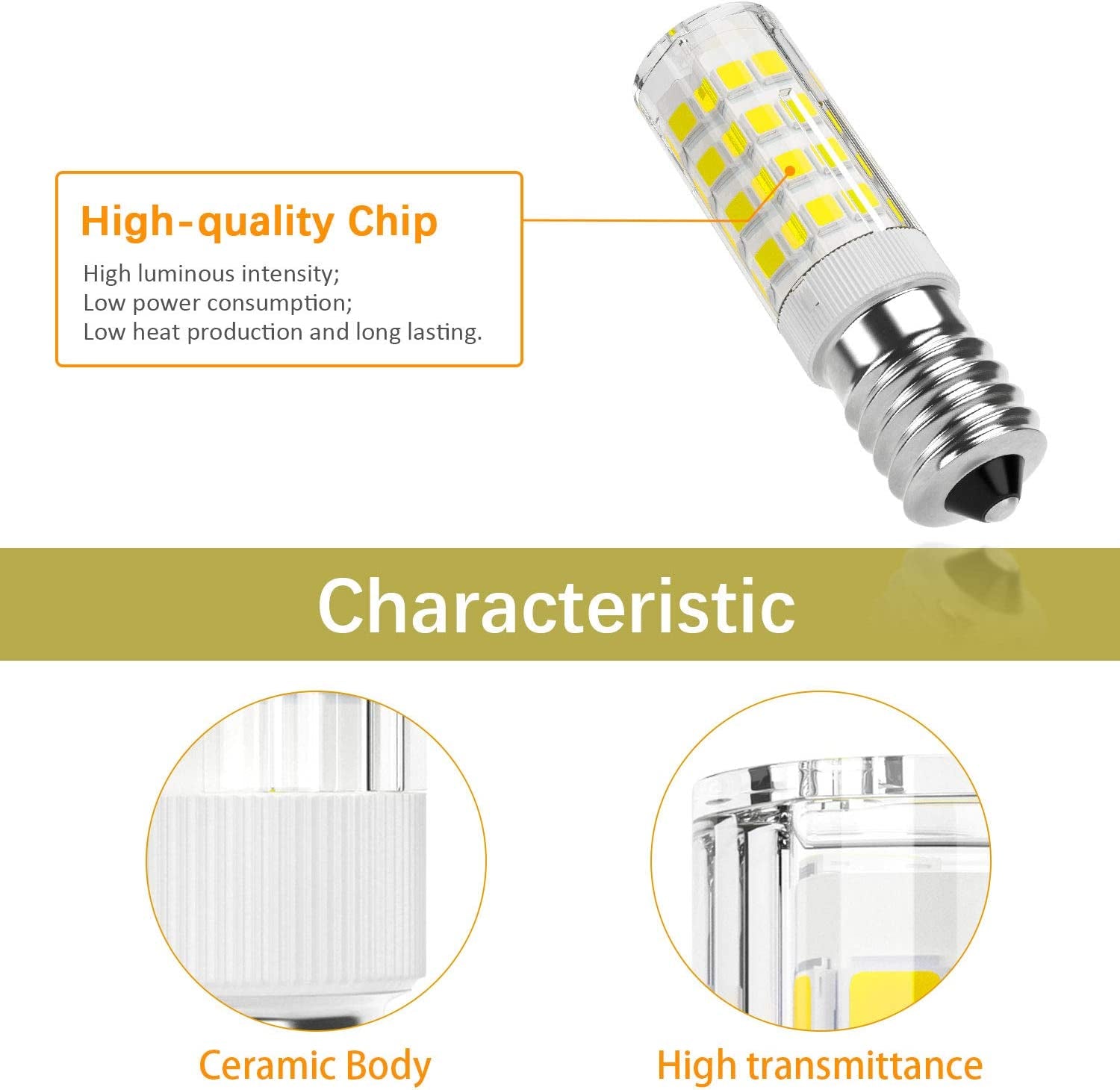 E14 LED Light Bulb 4W (40W Halogen Equivalent), Daylight White 6000K 400LM, 220V, Non-Dimmable, Small Edison Screw Bulb for Fridge/Cooker Hood, 2-Pack
