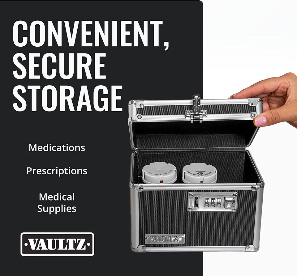 Medicine Lock Box W/Combination Lock - 5 X 7 X 5" Cabinet Safe, Black