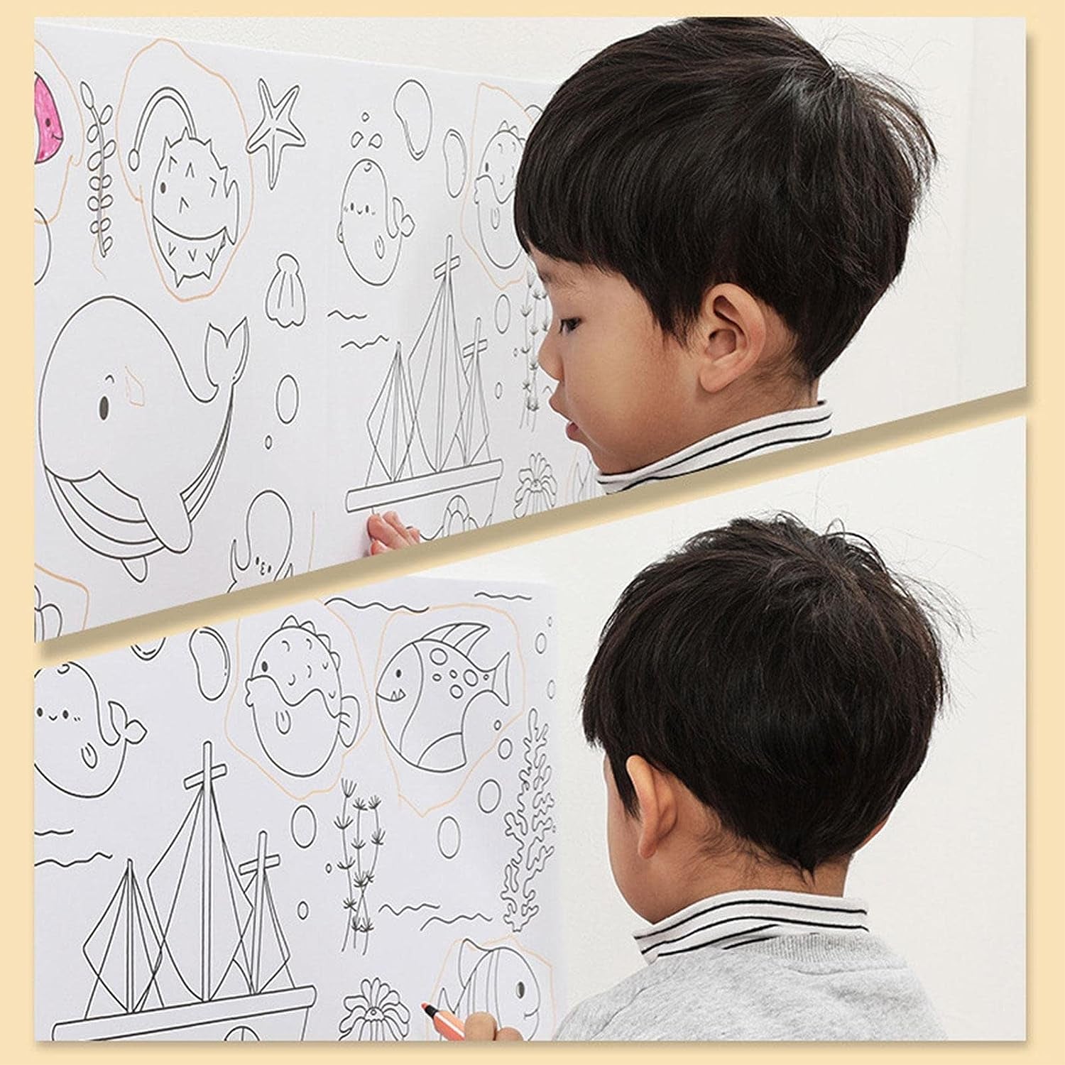Children'S Drawing Paper | Sticky Drawing Roll Paper | DIY Wall Coloring Stickers Childrens Drawing Paper Roll for Kids Gift