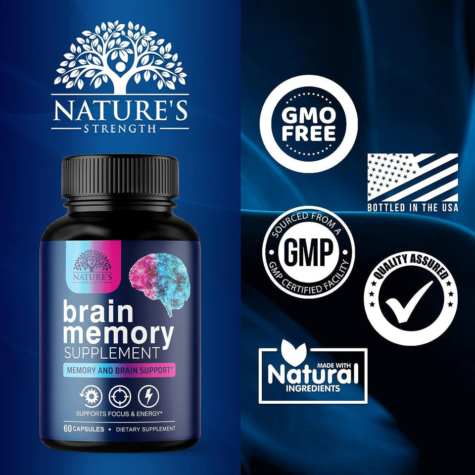 Brain Supplement to Support Focus - DMAE Brain Booster Supplement for Brain Support with Bacopa Monnieri and B Vitamins for Concentration Support Energy Support and Memory Support - 60 Capsules