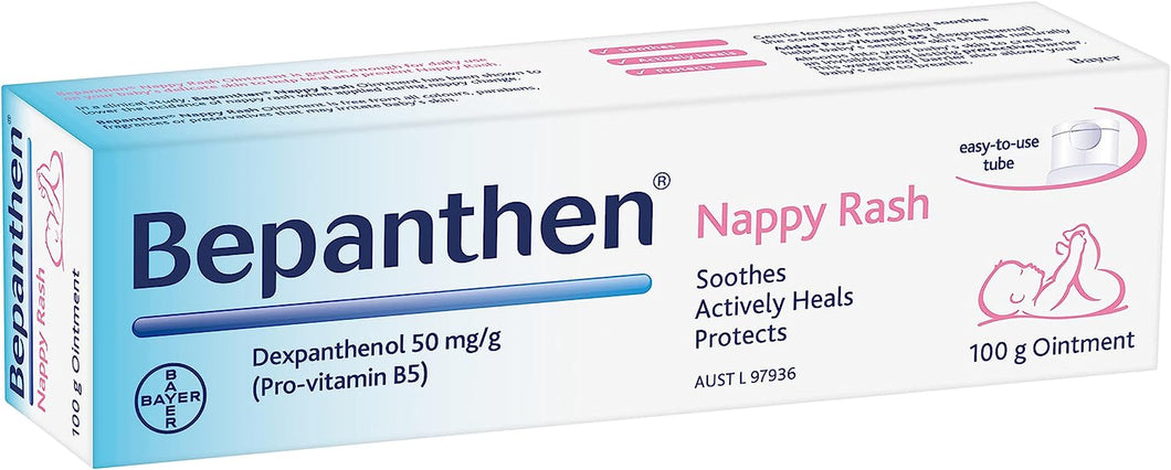 Bepanthen Nappy Rash Ointment Has a Unique Dual Action to Help Treat and Prevent Nappy Rash, Soothing and Hydrating Baby Skin Ointment, 100 G