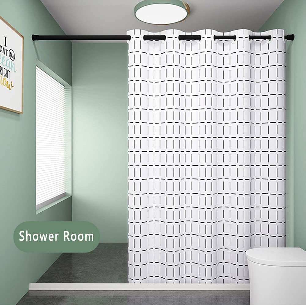 Shower Curtain Rod Stainless Steel Rod Spring Tension and Rust Prevention Non-Slip, Suitable for Bathroom Windows Curtain Doorway Closet Kitchen, Black