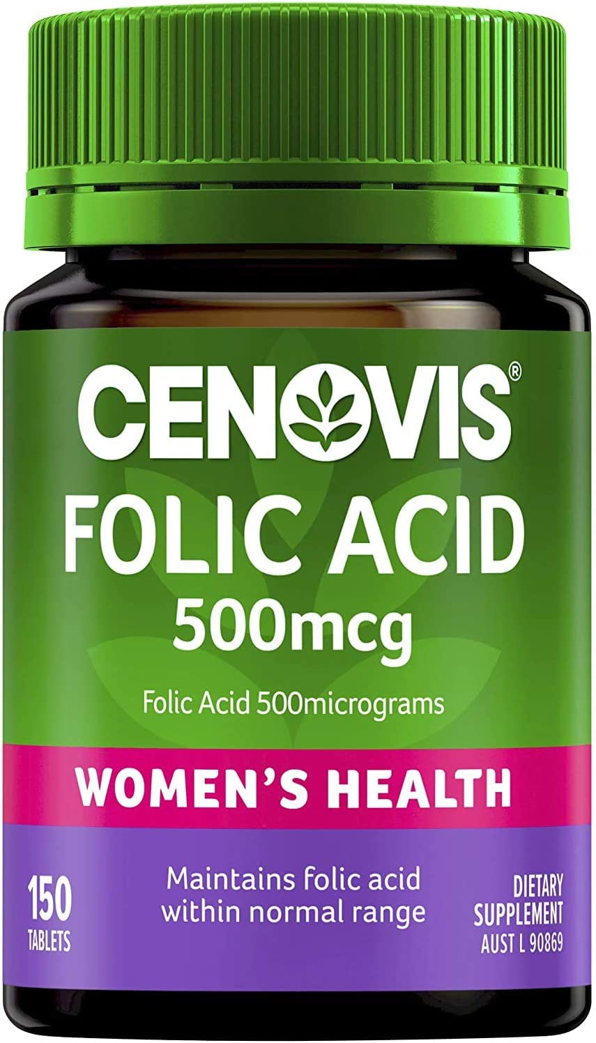 Folic Acid 500Mcg for Women'S Health - Supports Healthy Foetal Development, 150 Tablets