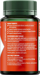 Zinc + Vitamin C - Supports Healthy Immune System Function - Maintains Skin Health, 60 Chewable Tablets
