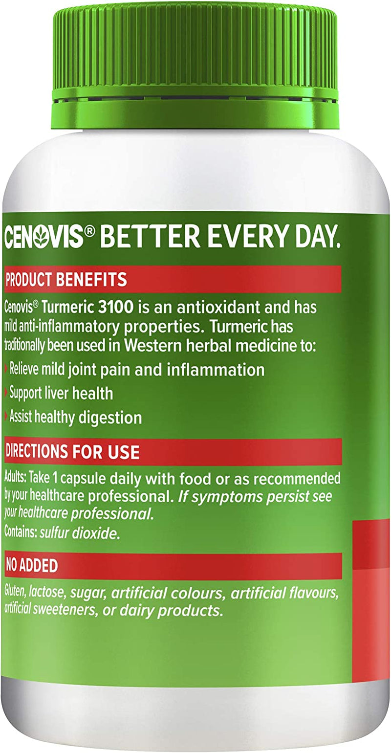 Turmeric 3100 with Curcuminoids for Joint Health, Relieve Mild Joint Pain and Inflammation, Support Liver Health Used in Traditional Western Herbal Medicine, 80 Capsules