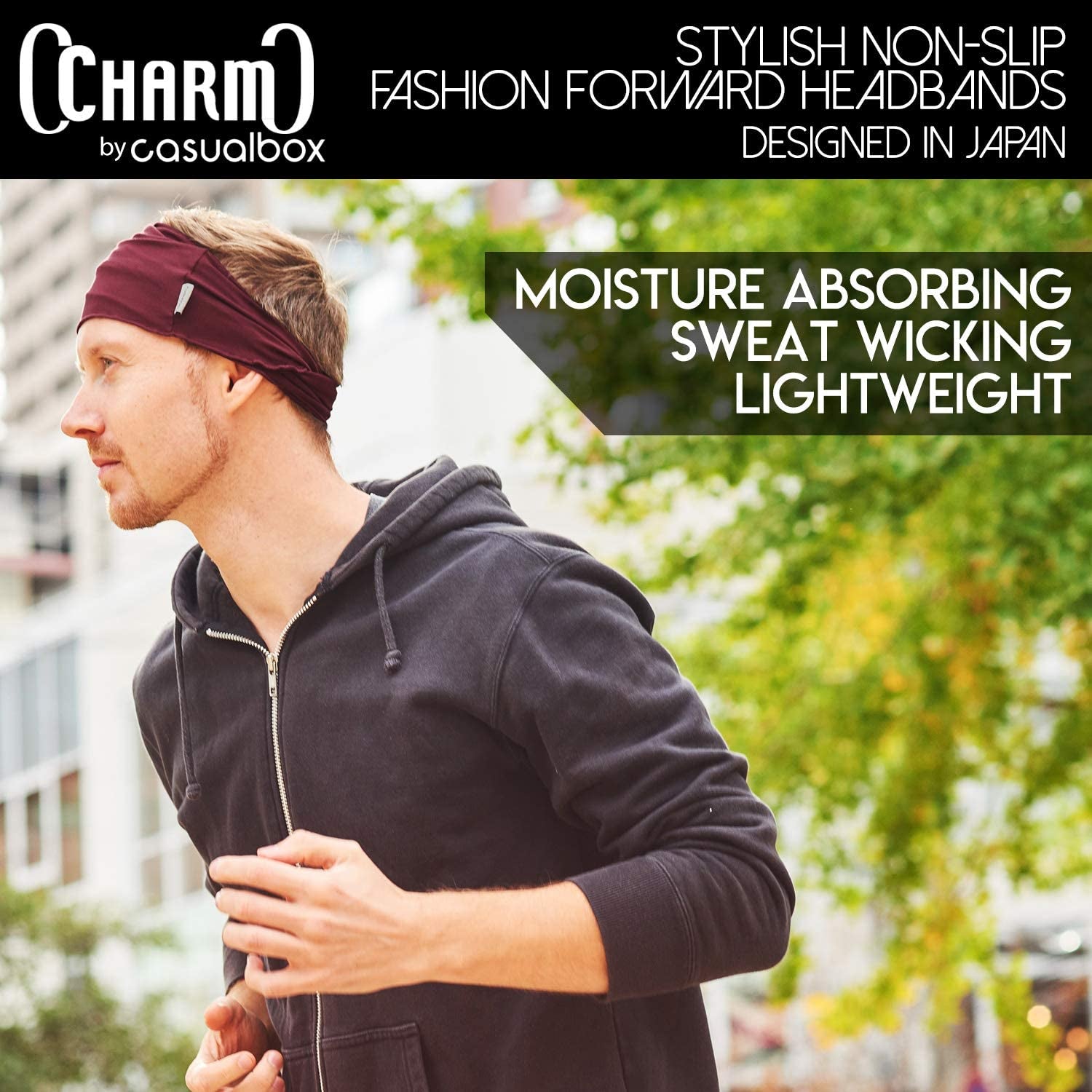 Mens Bandana Head Wrap - Womens Elastic Headband Japanese Long Hair Dreads Black