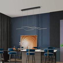 Load image into Gallery viewer, Modern LED Pendant Lighting, Dimmable Modern LED Chandelier Linear Wave Light Fixture, LED Hanging Light Fixture for Dining Room Kitchen Island Breakfast Area Living Room (3-Light 45W Black)
