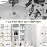 Bathroom Medicine Cabinet, Wall-Mounted Storage Cabinet, Storage Organizer W/Adjustable Shelves & Open Compartments for Bathroom, Living Room, Kitchen, White