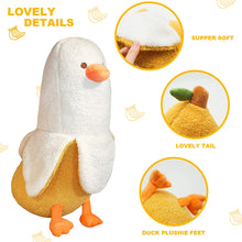 Load image into Gallery viewer, PEACHCAT Banana Duck Plush Toy Cute Plushie Hugging Plush Pillow Duck Stuffed Animal for Girls and Boys White 19.7&quot;

