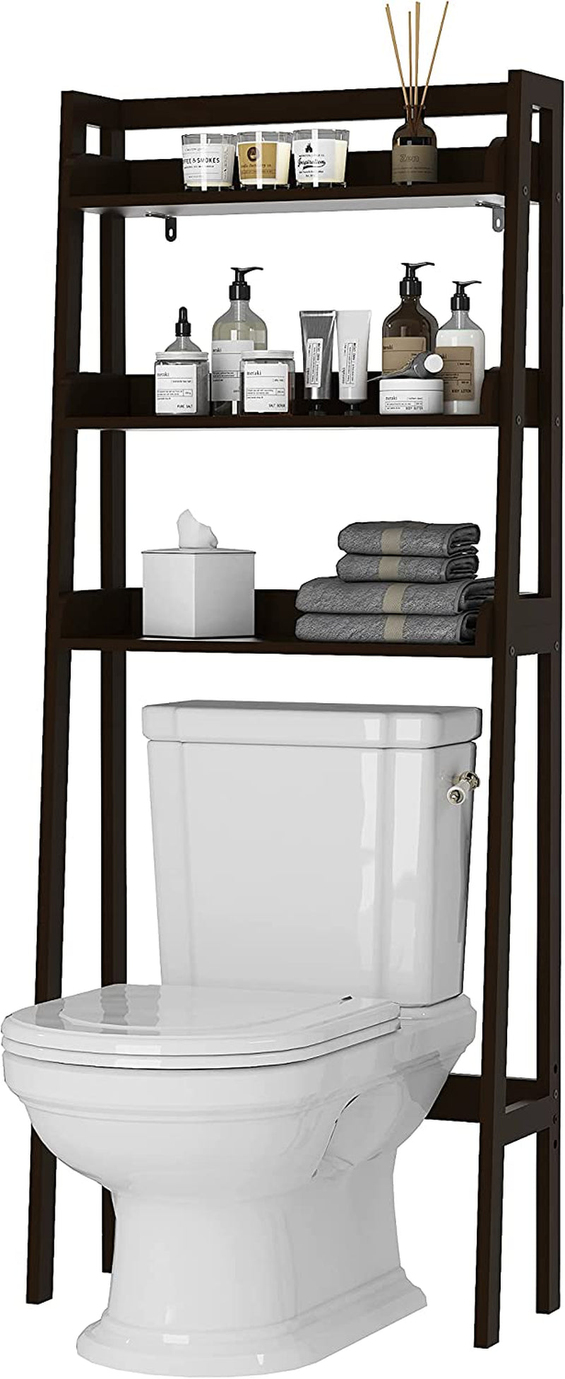 3-Shelf Bathroom Organizer over the Toilet, Bathroom Spacesaver (Espresso)