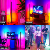 Modern Bright LED Corner Floor Lamp with Remote - Smart Bluetooth App Control RGB Color Changing Standing Lamp Corner Wall Lighting for Home Décor, Living Room, Bedroom, Party