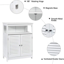 Load image into Gallery viewer, Bathroom Floor Cabinet, Wooden Storage Cabinet with Double Shutter Door &amp; Adjustable Shelf, Freestanding Toilet Organiser, Side Table for Bathroom Living Room Bedroom, Laundry Cupboard, White/Grey (White)

