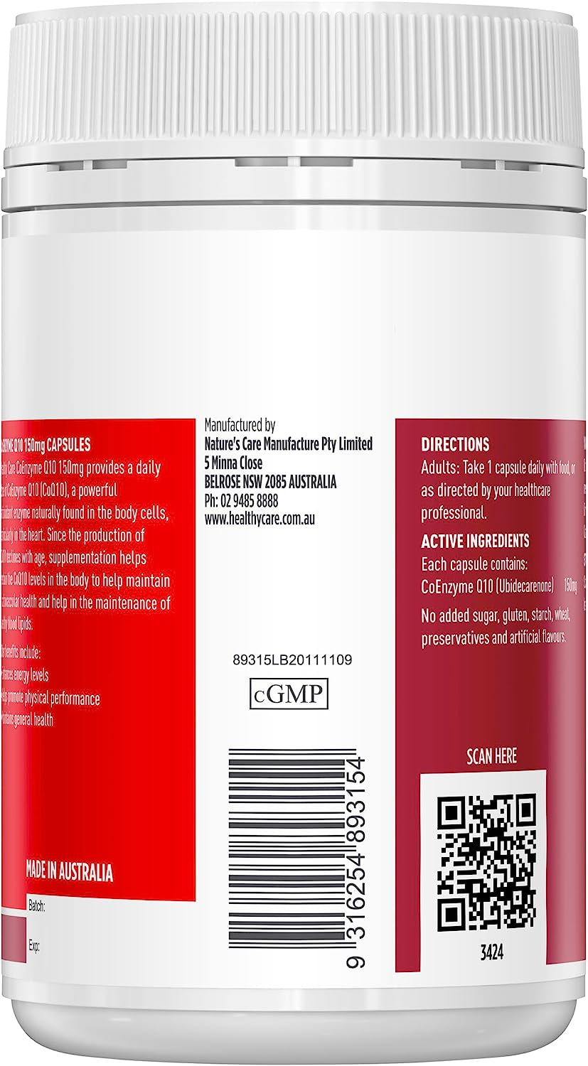 Coenzyme Q10 150Mg - 100 Capsules, Red | Supports Heart Health
